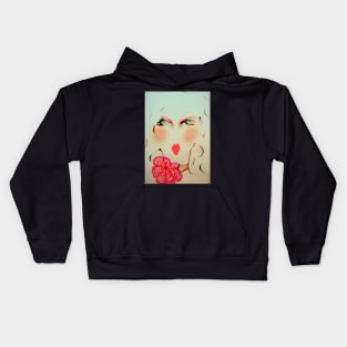 BLONDE PENCIL DRAWING DECO BEAUTY FACE Kids Hoodie